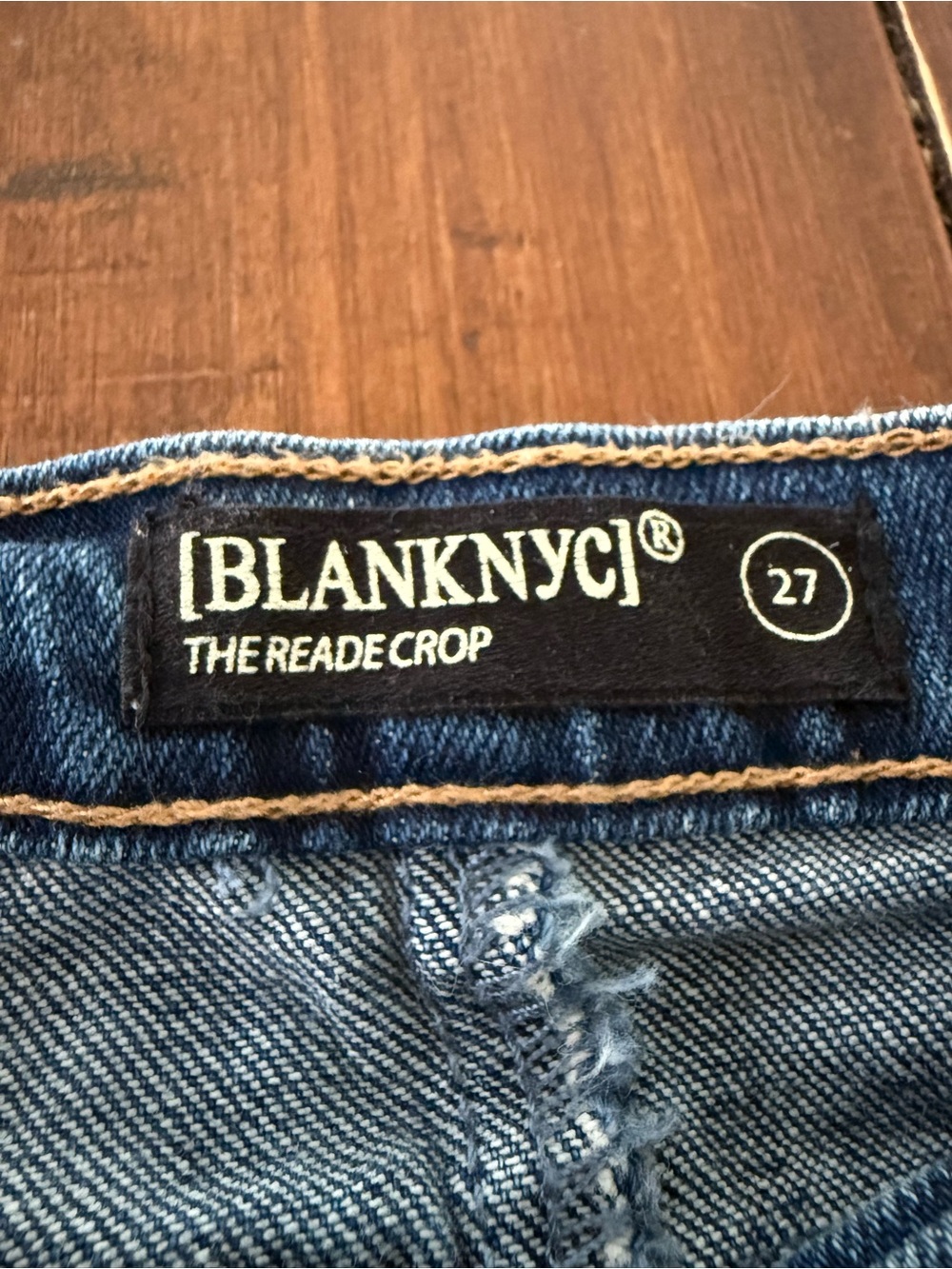 Blank NYC The Reade Crop Two-Tone Light Blue Patchwork Skinny Jeans - Picture 6 of 7